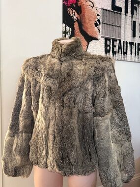 Wilsons Leather Gray rabbit fur Jacket
